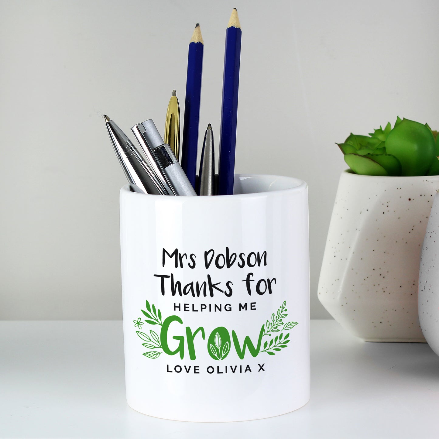 Personalised "Thanks For Helping Me Grow" Ceramic Storage Pot