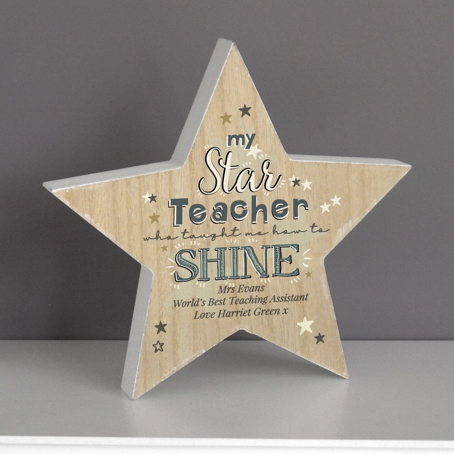 Personalised "My Star Teacher" Rustic Wooden Star