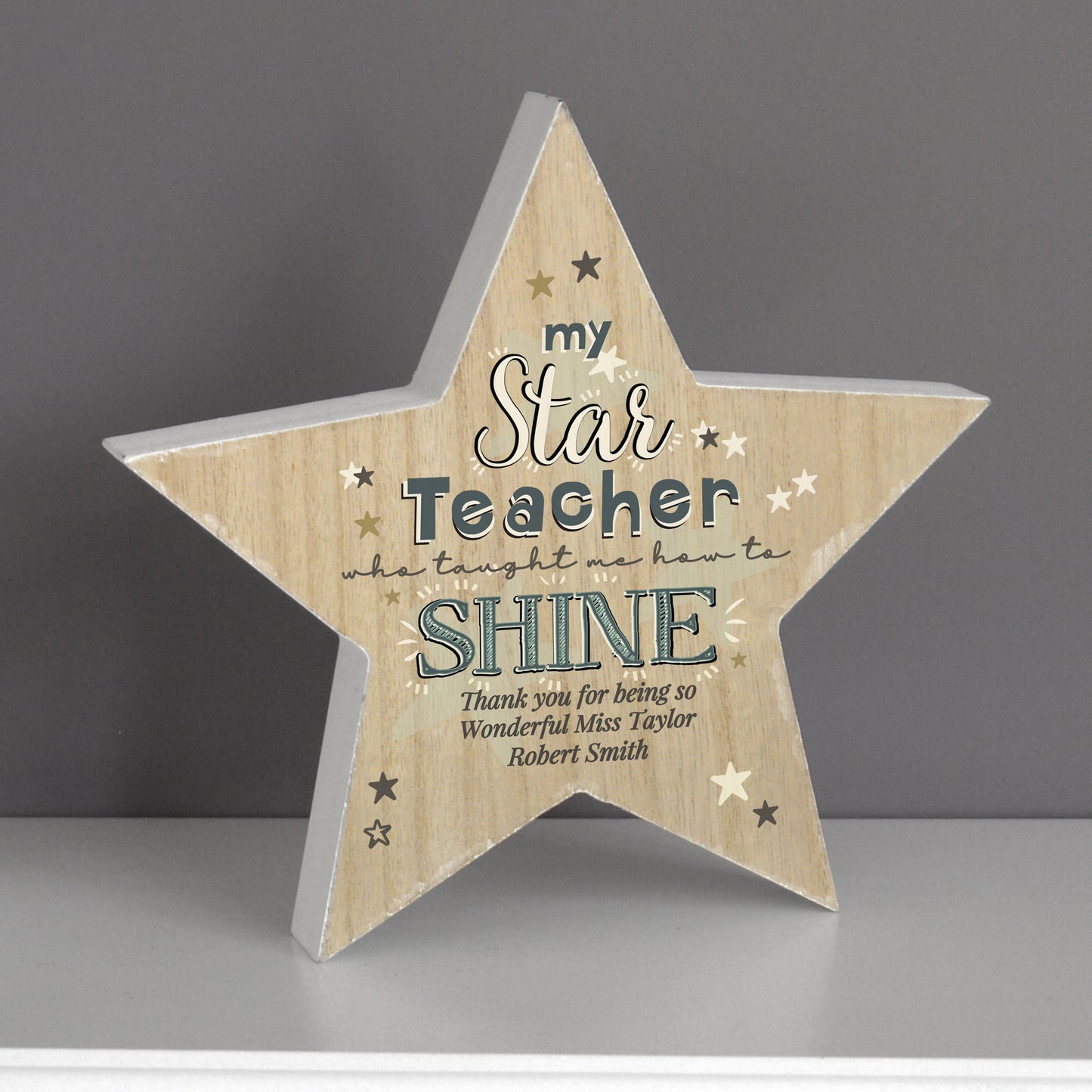 Personalised "My Star Teacher" Rustic Wooden Star