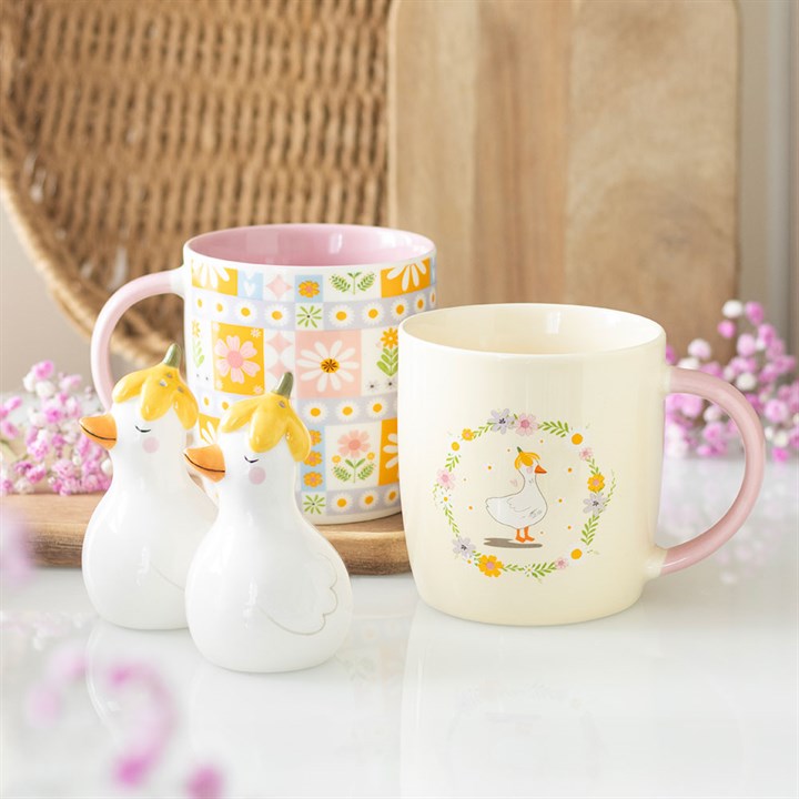 Floral Duck Stoneware Mug – 320ml