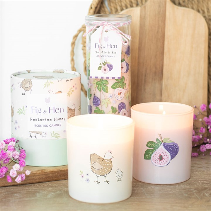 Mother Hen Nectarine & Honey Scented Candle – Hen & Chick Design (28hr Burn Time)