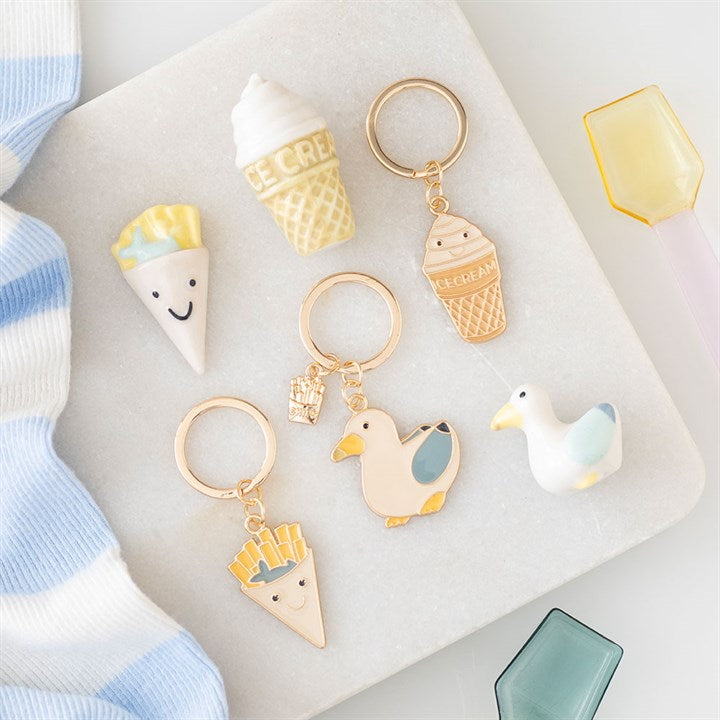 Ice Cream Cone Enamel Keyring