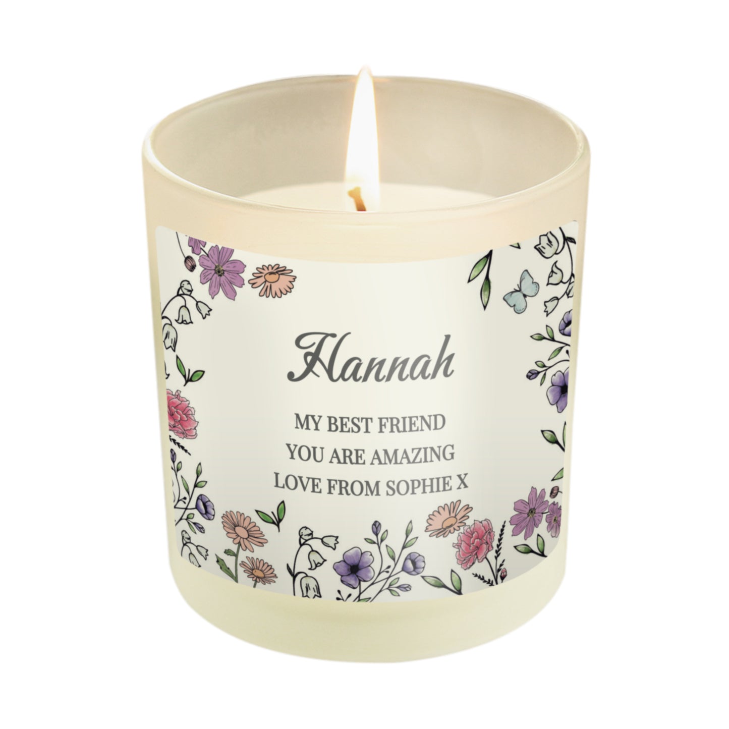 Personalised Wild Flowers Vanilla Candle Jar