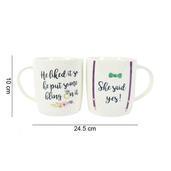 Set of 2 “She Said Yes” Engagement Mugs