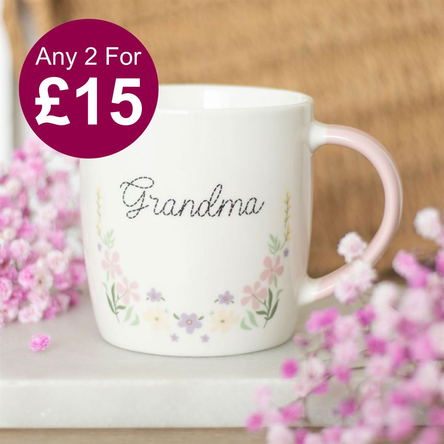 Grandma Pastel Floral Mug