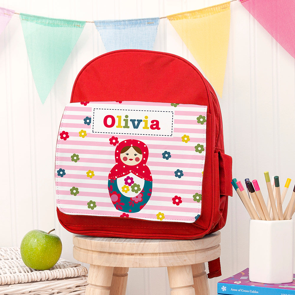 Personalised Kid's Red Mini Rucksack