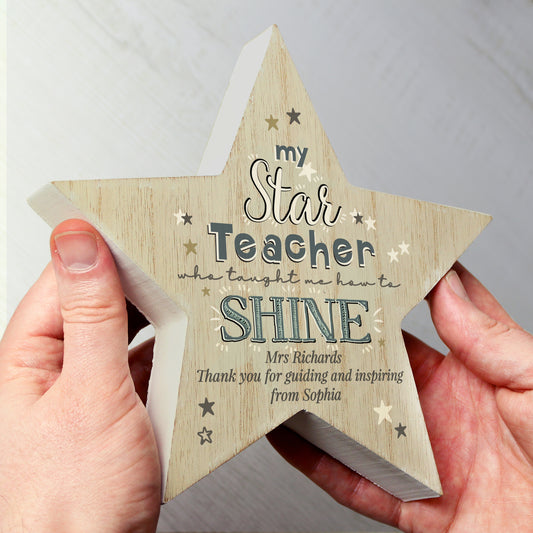 Personalised "My Star Teacher" Rustic Wooden Star
