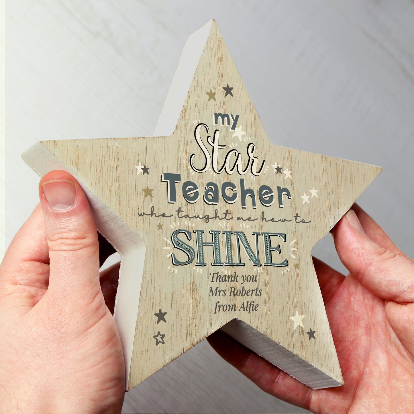 Personalised "My Star Teacher" Rustic Wooden Star