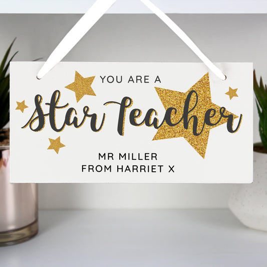 Personalised "You Are A Star Teacher" Wooden Sign