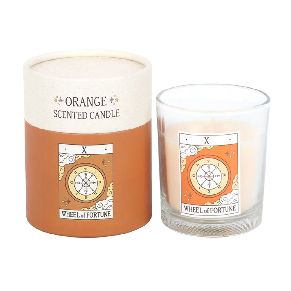 The Wheel of Fortune Vintage Tarot Orange Scented Candle