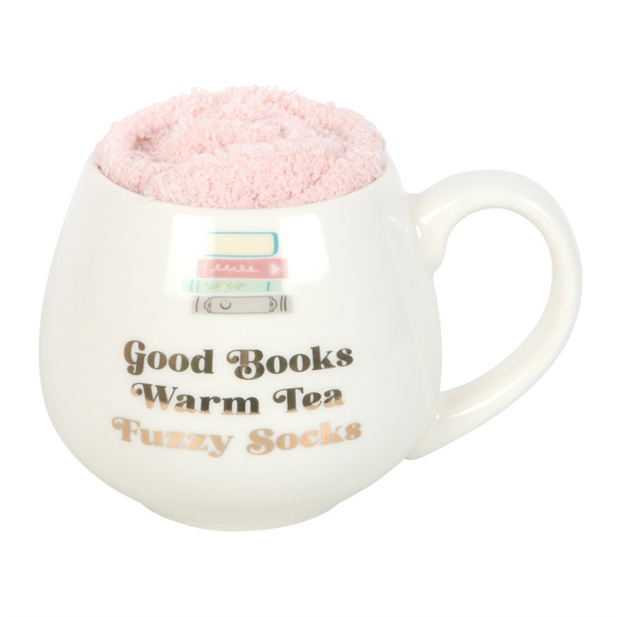 Good Books, Warm Tea & Fuzzy Socks Mug and Socks Set