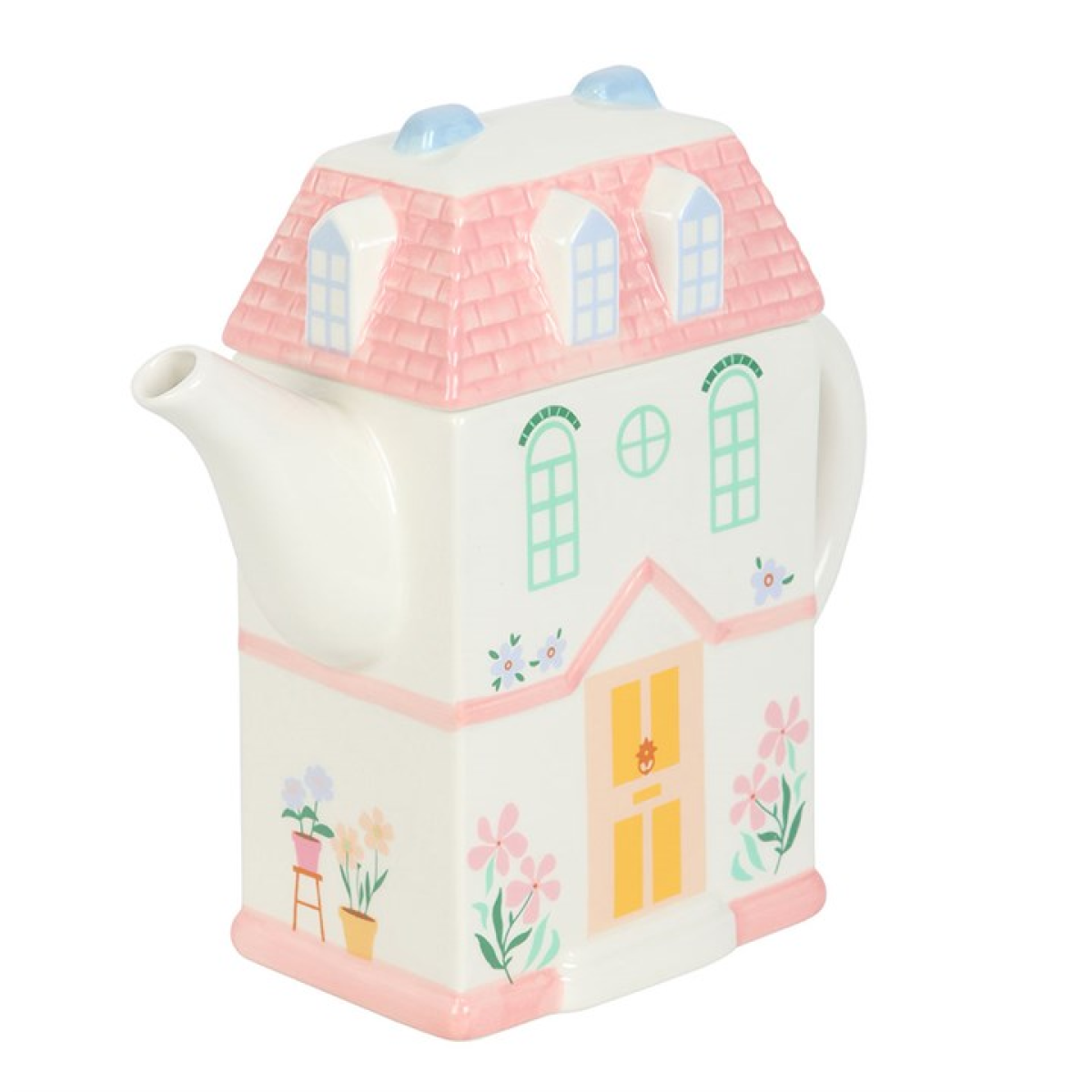 Pastel House Shaped Ceramic Teapot