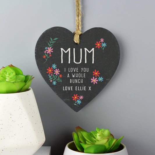 Personalised I Love You a Whole Bunch Hanging Slate Heart