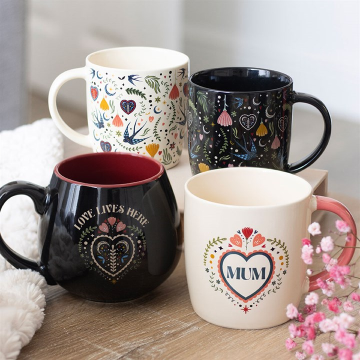 Mum Folk Heart Mug – Mother’s Day Gift