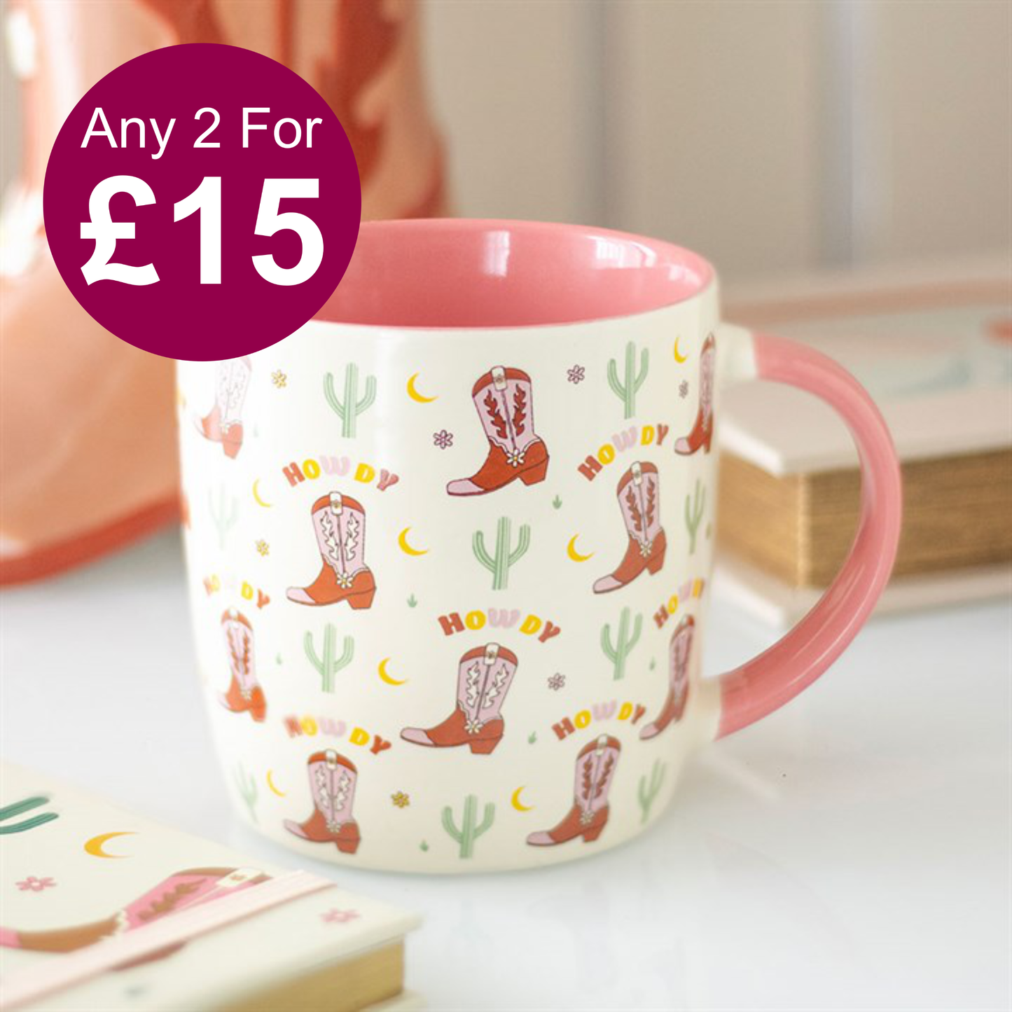Howdy Cowboy Boot Print Mug