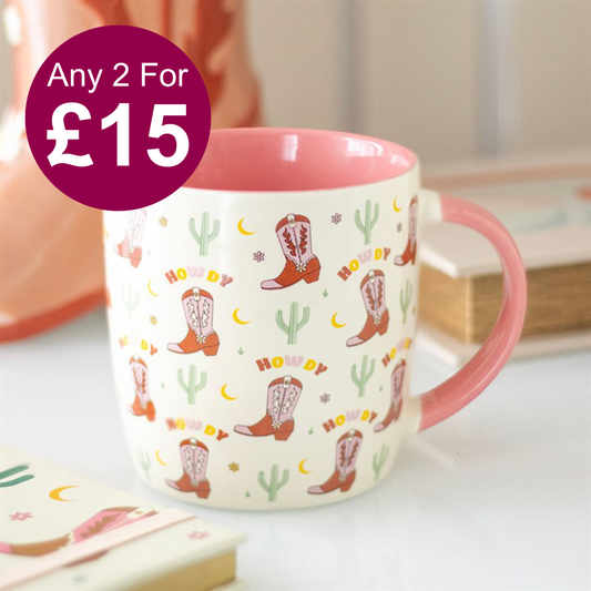 Howdy Cowboy Boot Print Mug