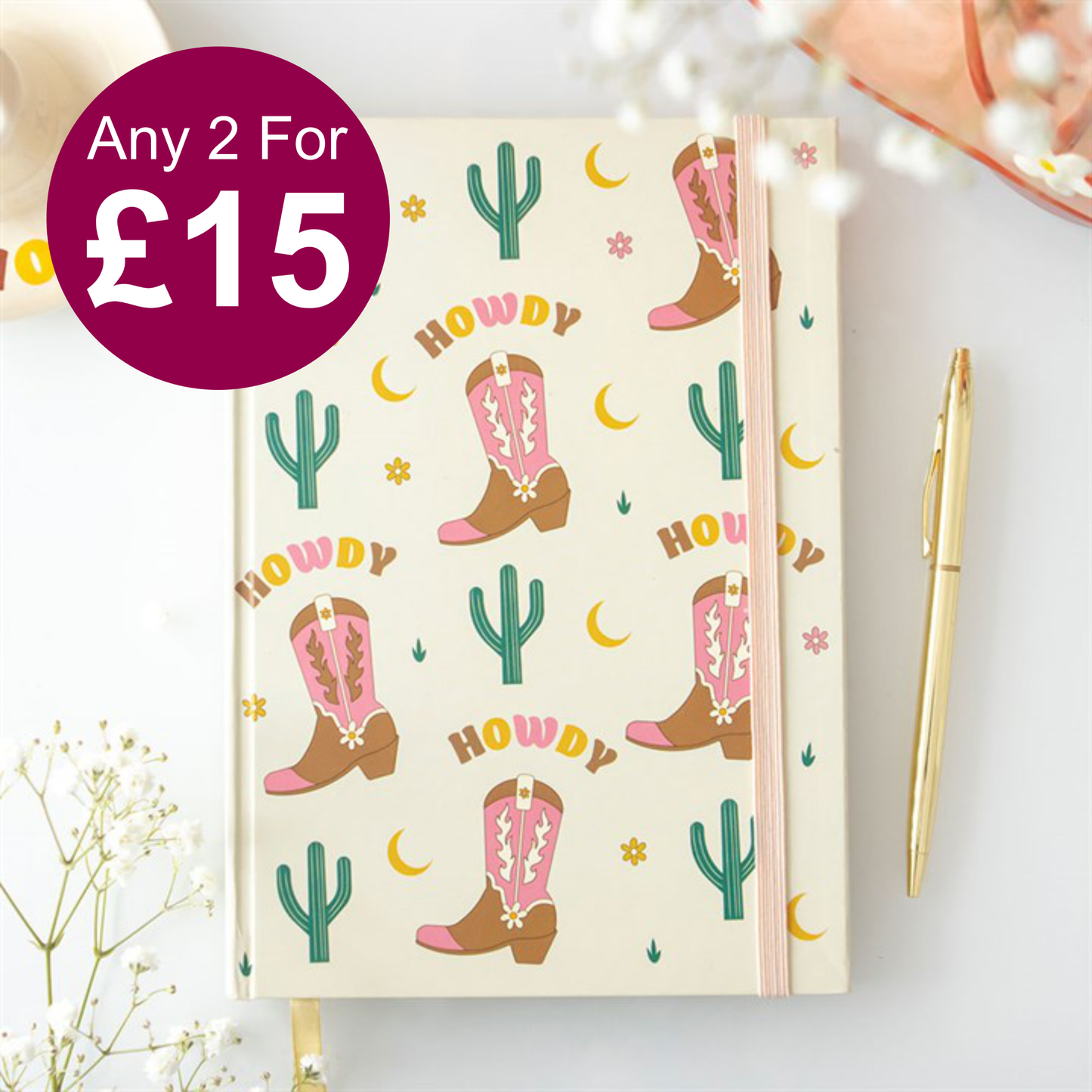 Cowboy Boot A5 Notebook with Sticker Sheet