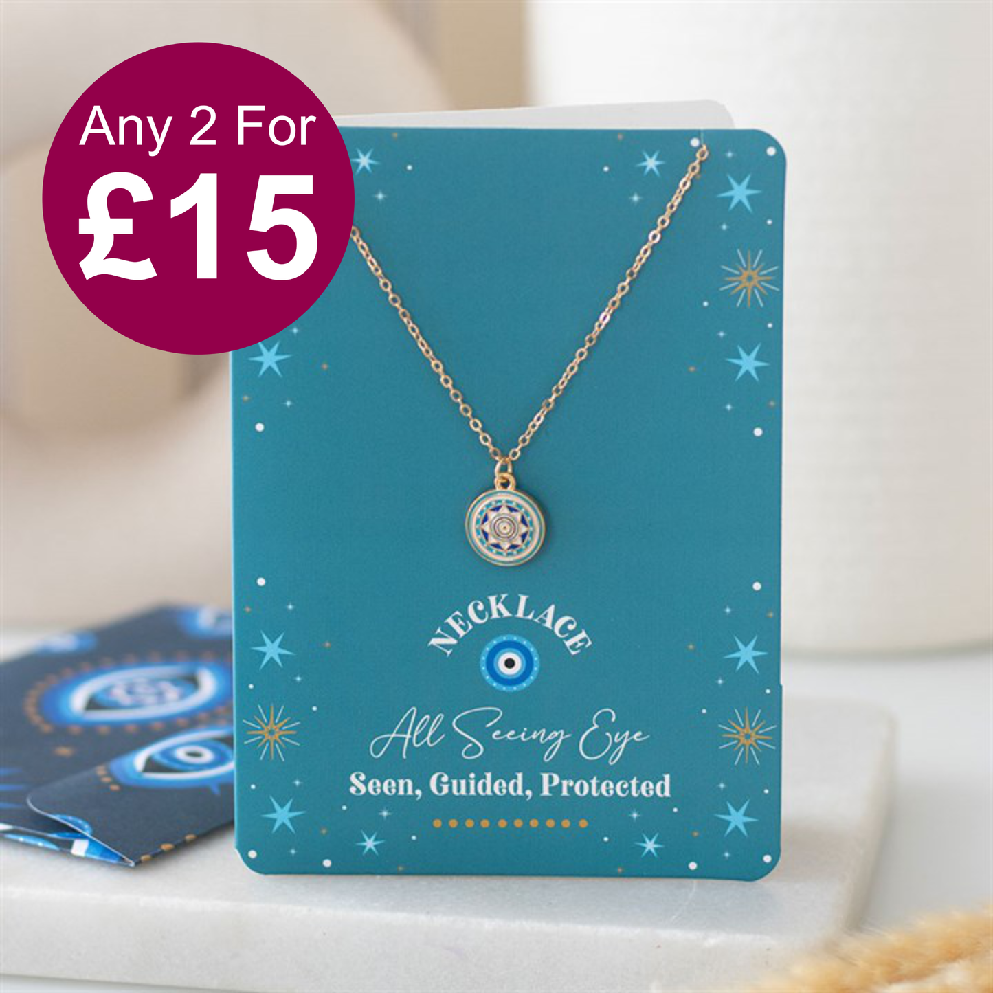 All Seeing Eye Necklace on Greeting Card