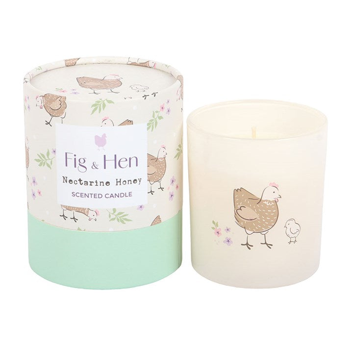 Mother Hen Nectarine & Honey Scented Candle – Hen & Chick Design (28hr Burn Time)