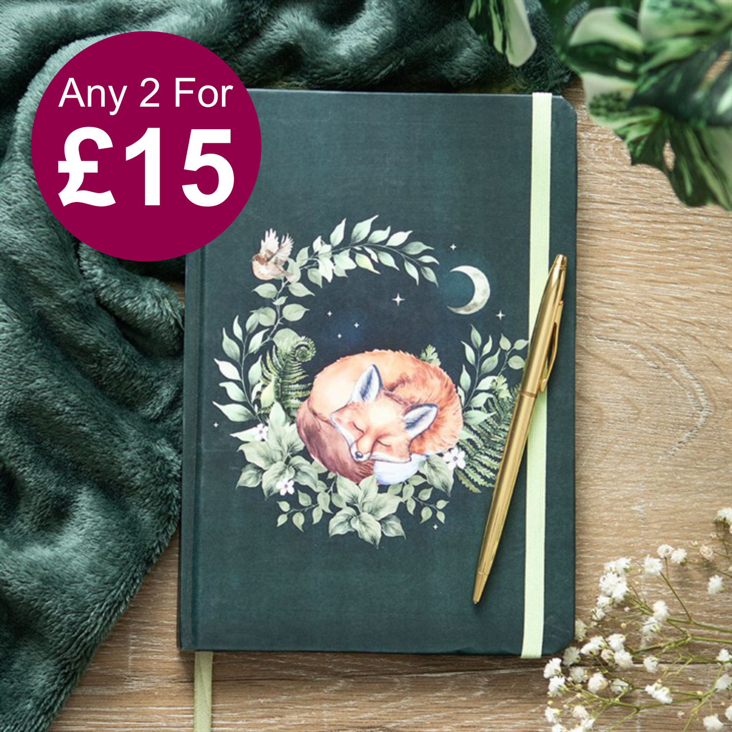 Green Sleeping Fox A5 Notebook