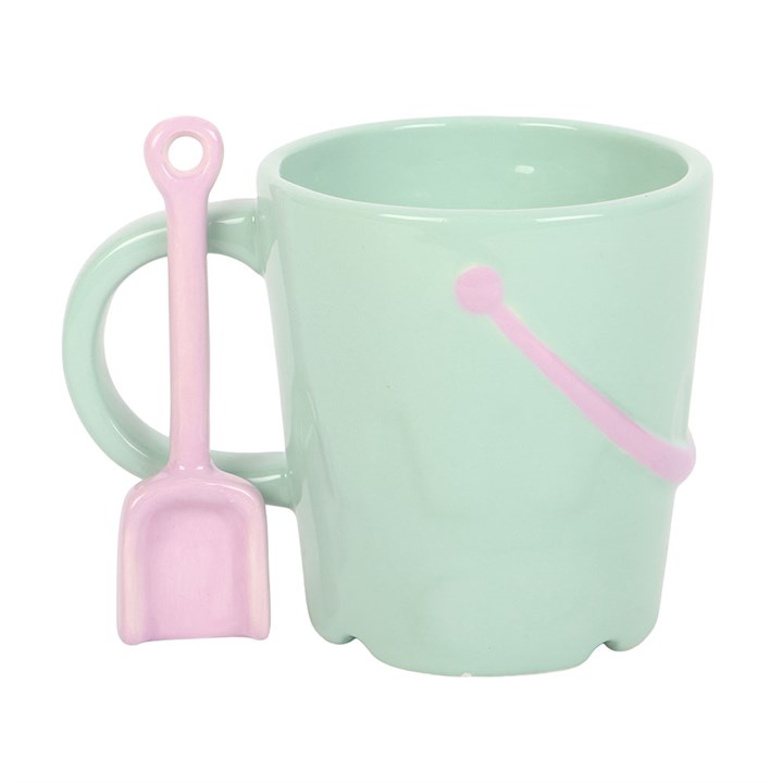 Pastel Bucket Mug with Spade Spoon