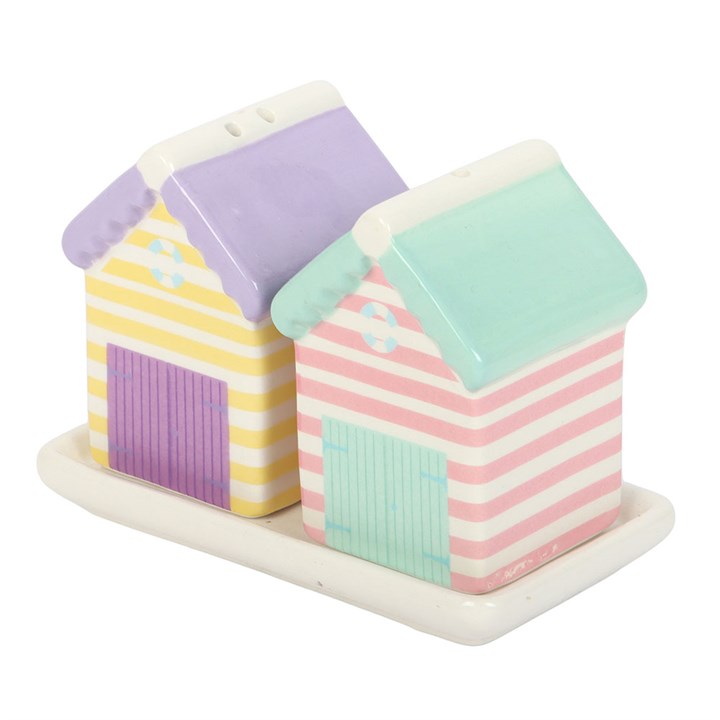 Pastel Beach Hut Salt & Pepper Shakers