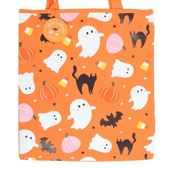Sweet and Spooky Ghost Print Polycotton Tote Bag