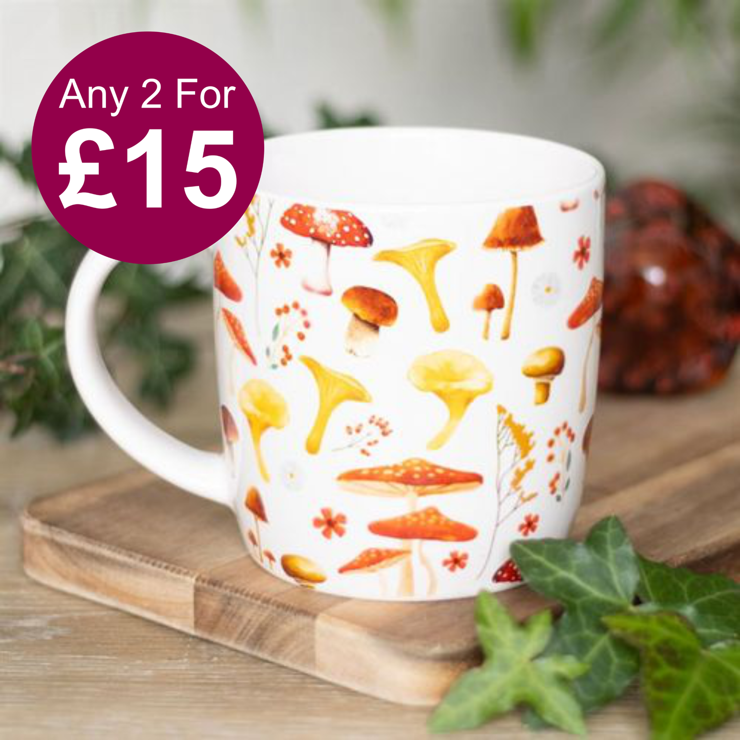 All Over Mushroom Print Mug