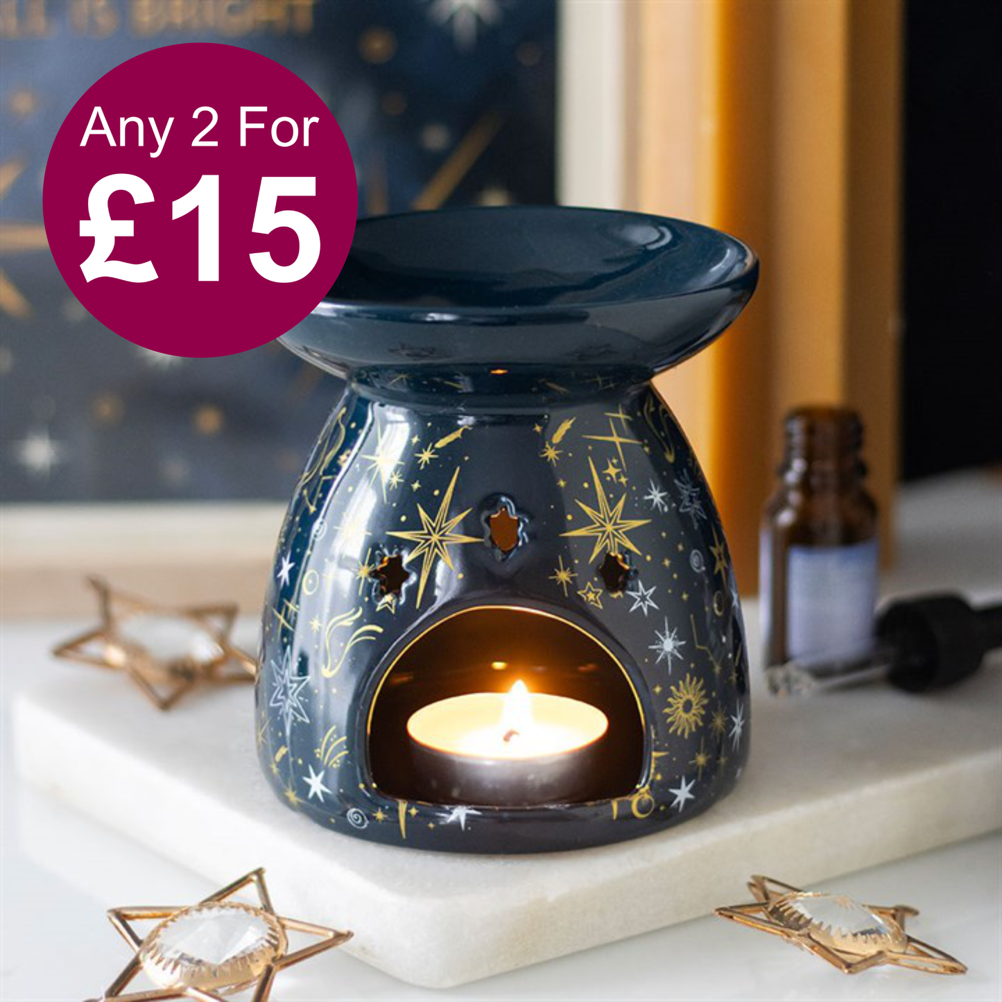 Blue Starry Night Oil Burner and Wax Warmer