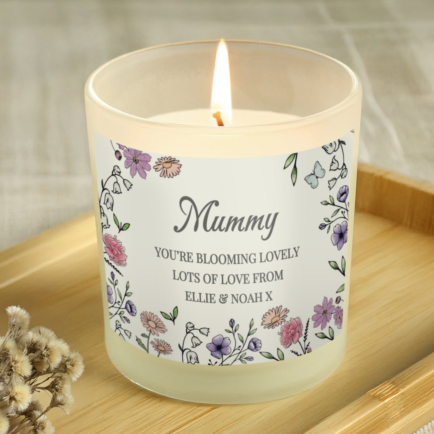 Personalised Wild Flowers Vanilla Candle Jar
