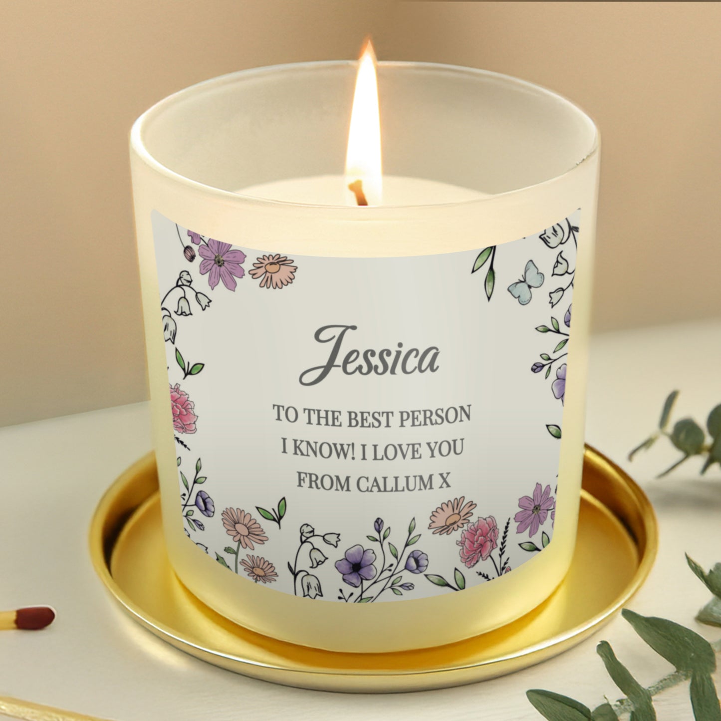 Personalised Wild Flowers Vanilla Candle Jar