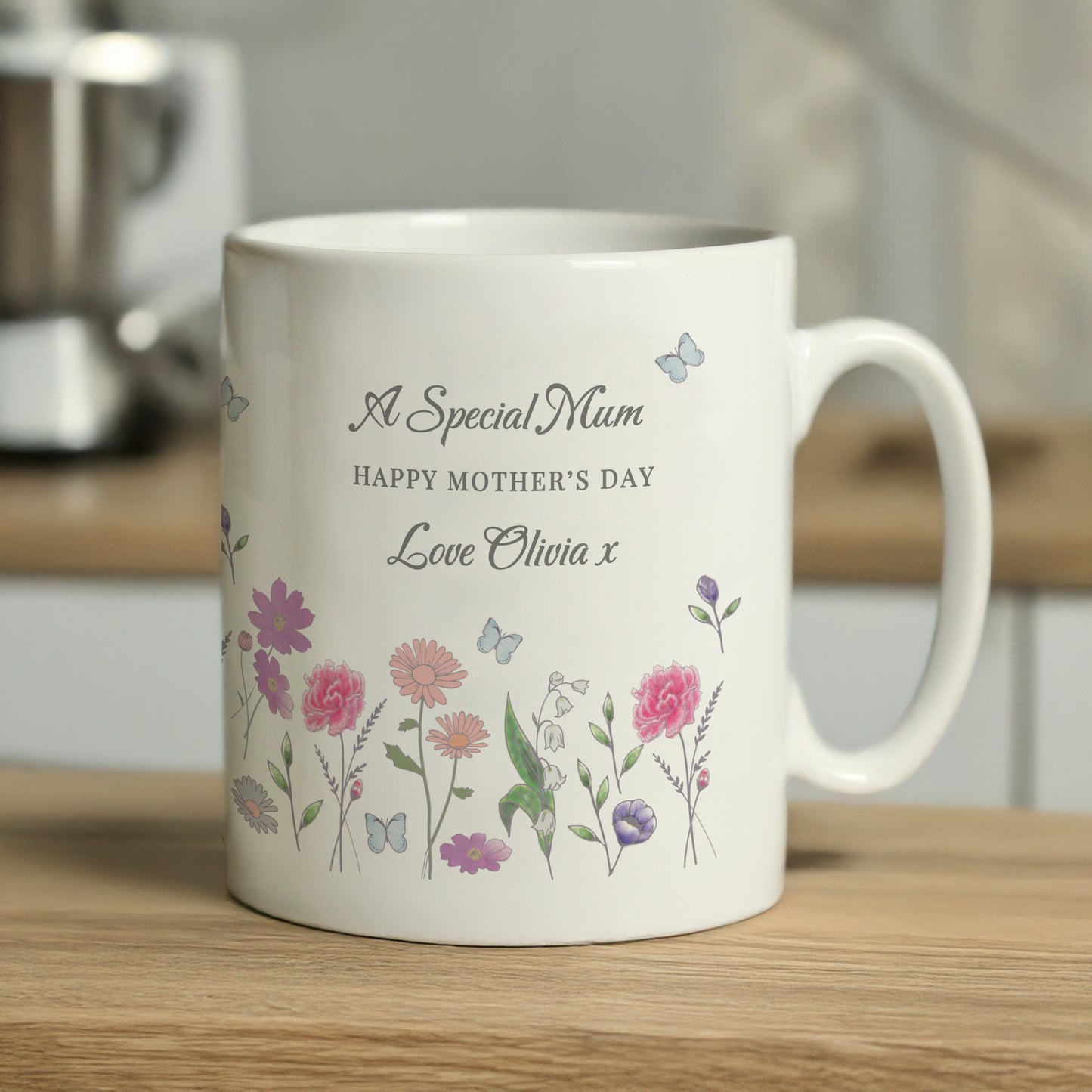 Personalised Wild Flowers Ceramic Mug