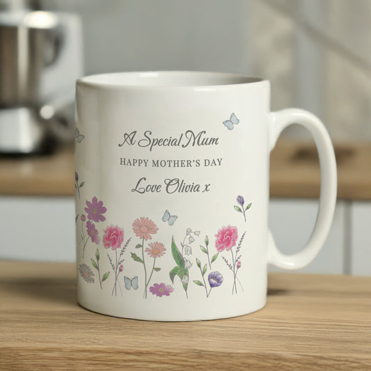 Personalised Wild Flowers Ceramic Mug