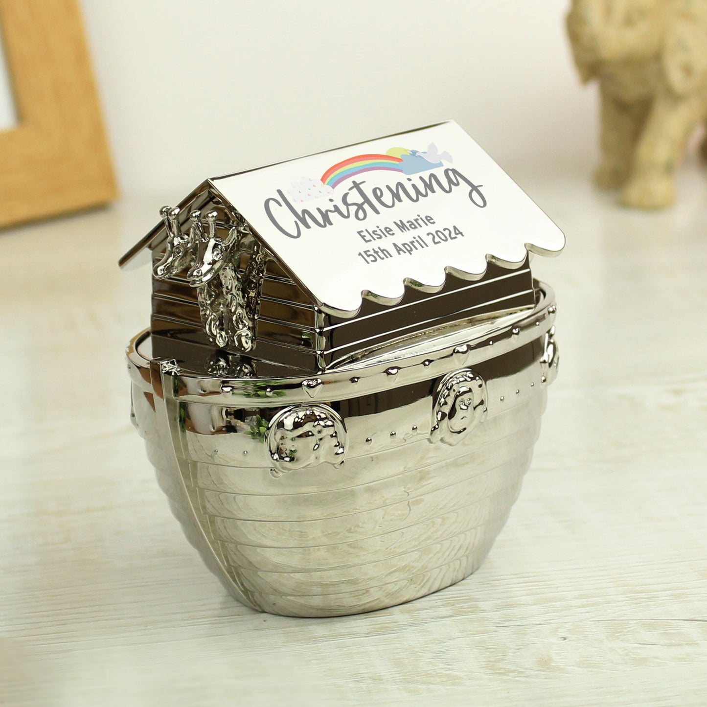 Personalised Christening Noah's Ark Money Box