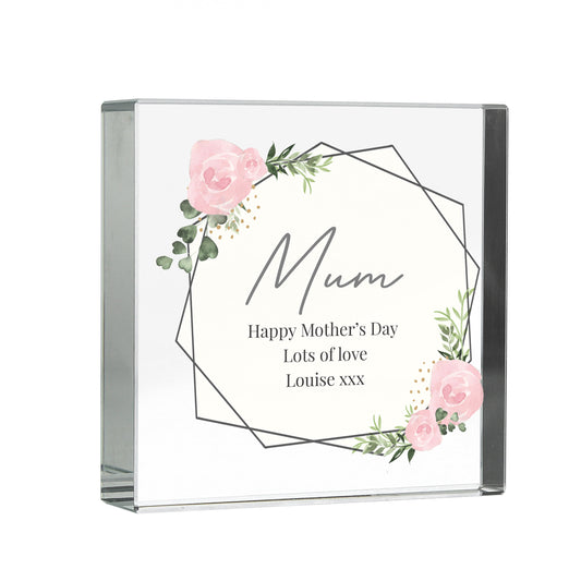 Personalised Rose Crystal Token – Floral Keepsake Gift