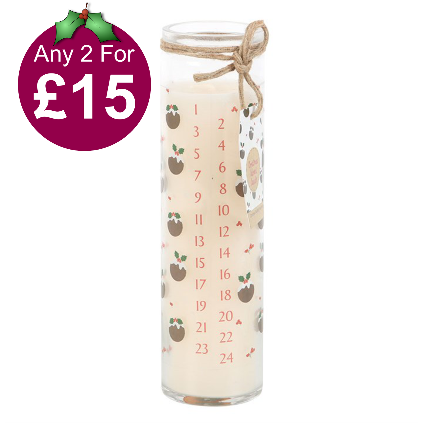 Christmas Pudding Scented Advent Tube Candle