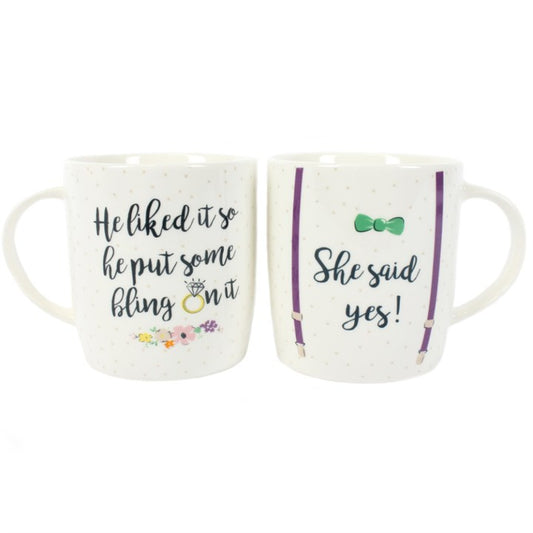 Set of 2 “She Said Yes” Engagement Mugs