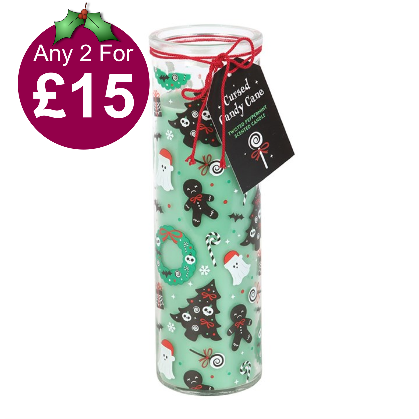 Merry Creepmas Cursed Candy Cane Tube Candle