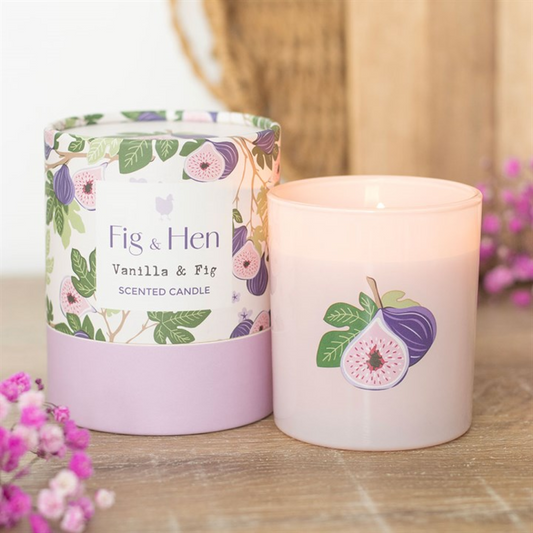 Vanilla & Fig Scented Candle – Pink Glass Jar (28hr Burn Time)