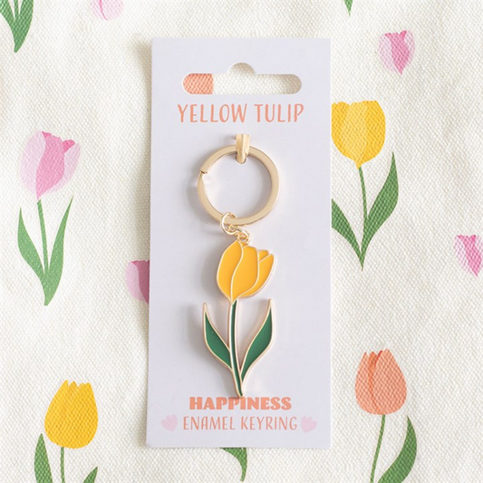 Yellow Tulip Enamel Keyring