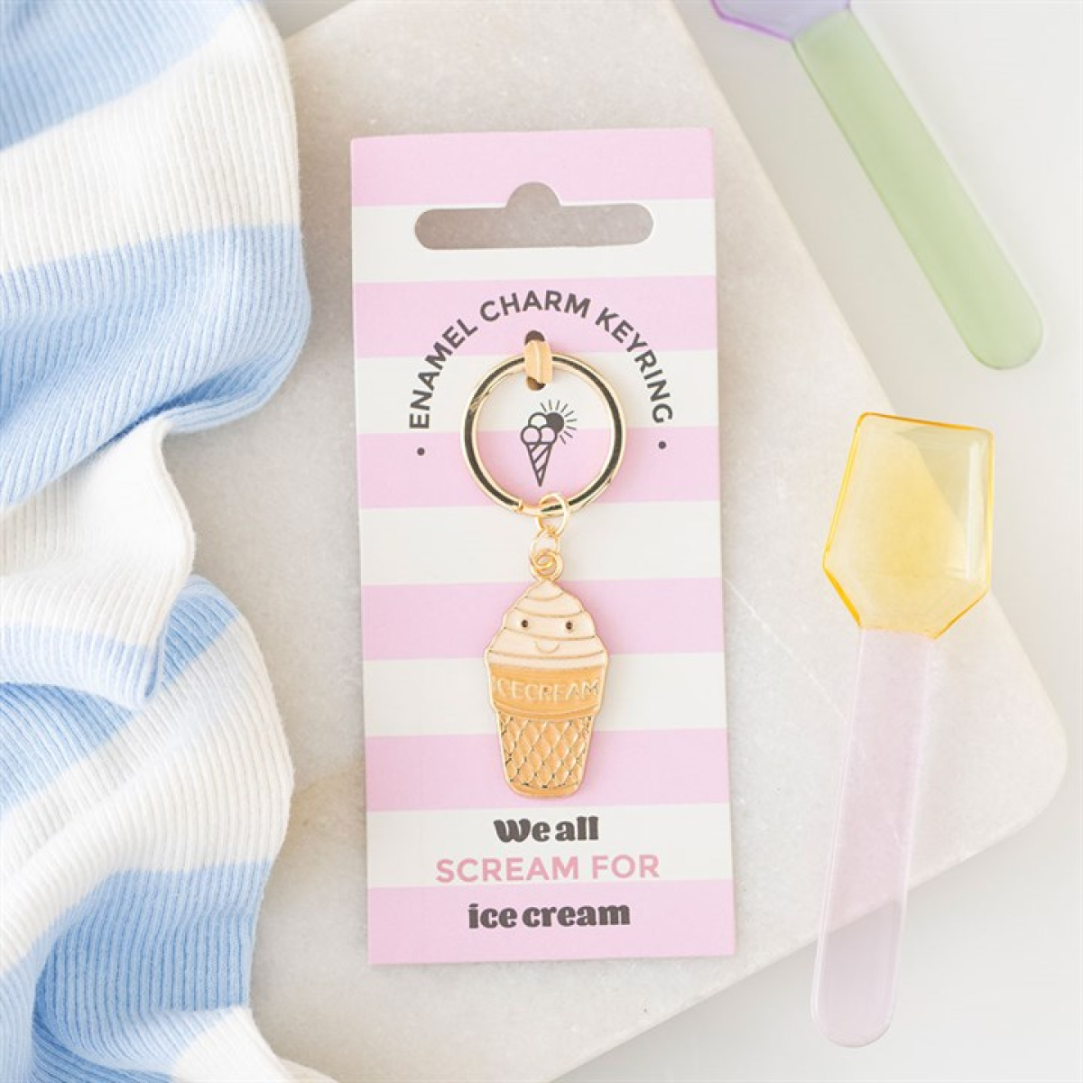 Ice Cream Cone Enamel Keyring
