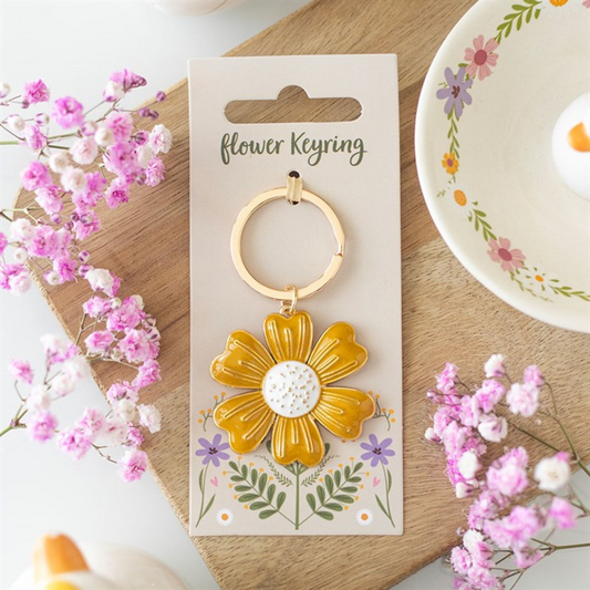 Yellow Daisy Enamel Keyring