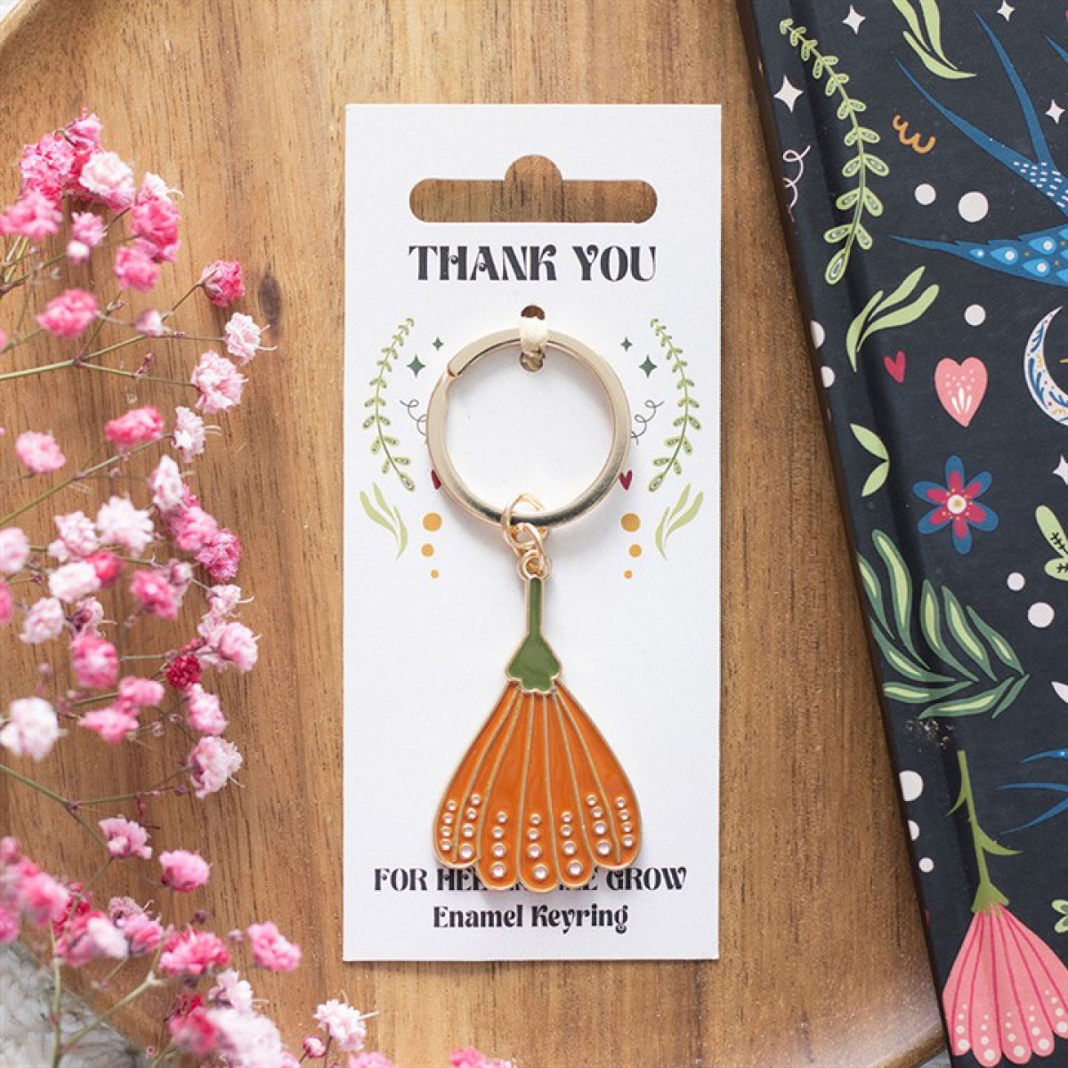 Thank You for Helping Me Grow Flower Enamel Keyring