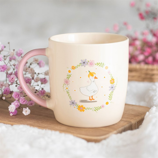 Floral Duck Stoneware Mug – 320ml