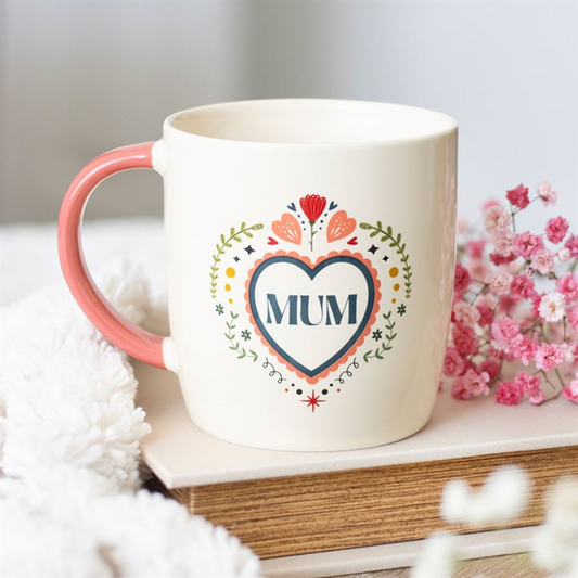 Mum Folk Heart Mug – Mother’s Day Gift