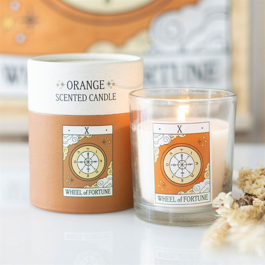 The Wheel of Fortune Vintage Tarot Orange Scented Candle