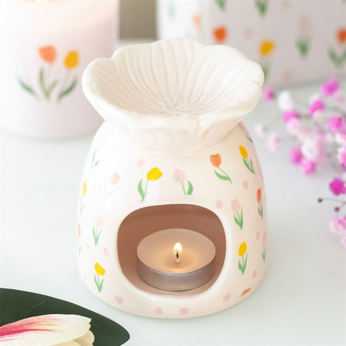 Tulip Print Oil Burner & Wax Warmer