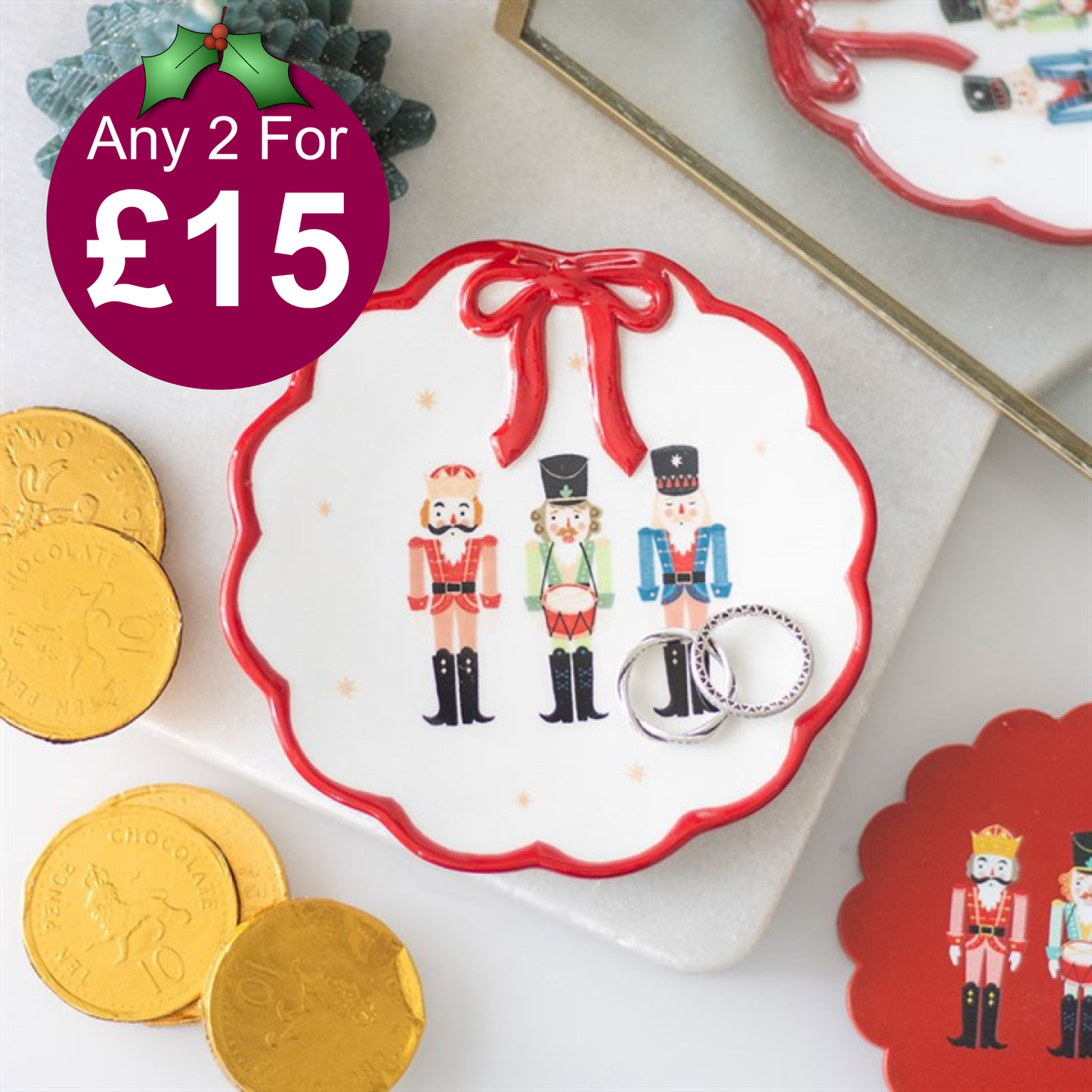 Nutcracker Trinket Dish with Bow