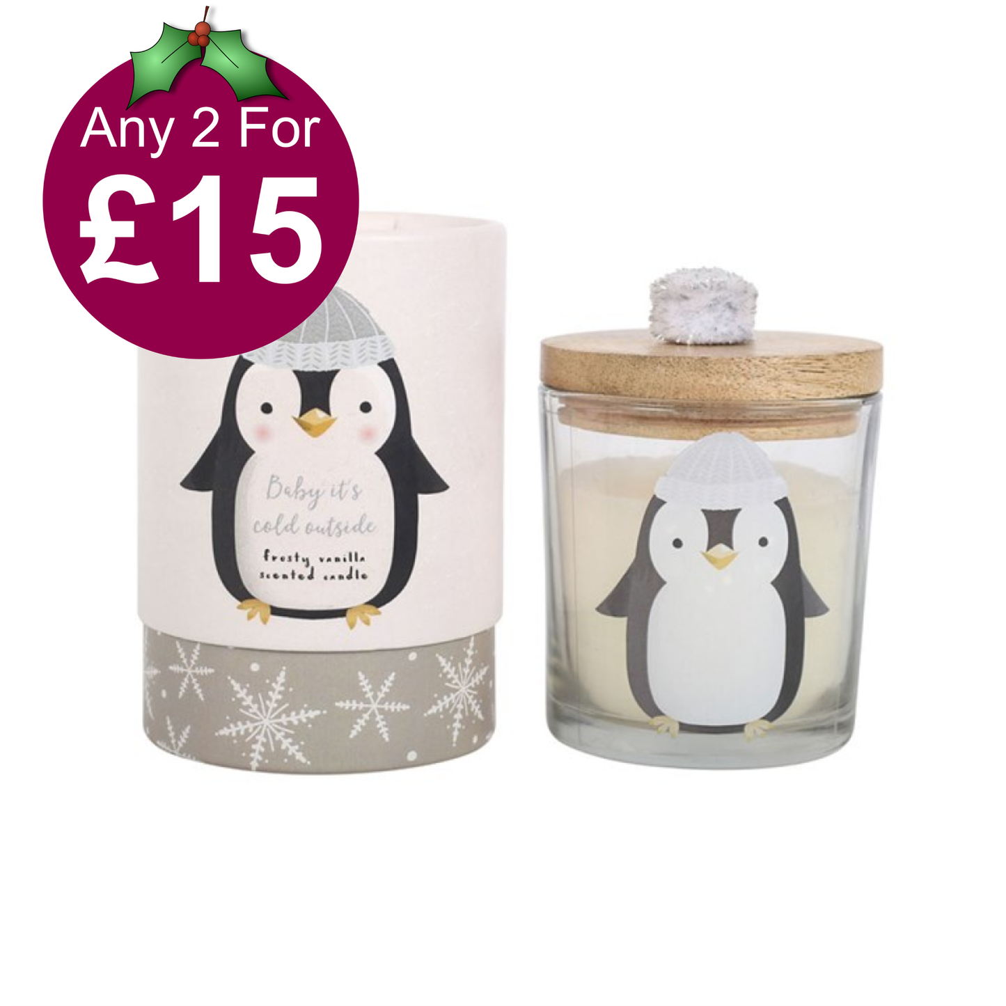 Frosty Vanilla Penguin Candle