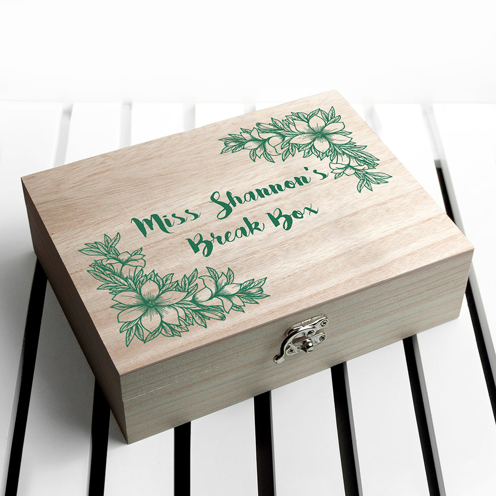 Personalised Teacher's Tea Break Box Floral Design